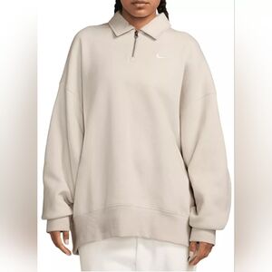 Nike Sportswear Phoenix Fleece Oversized Polo Sweatshirt Cream